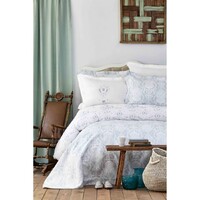 Набор постельное белье с покрывалом Karaca Home - Quatre delux tiffany 2019-2 бирюзовый евро