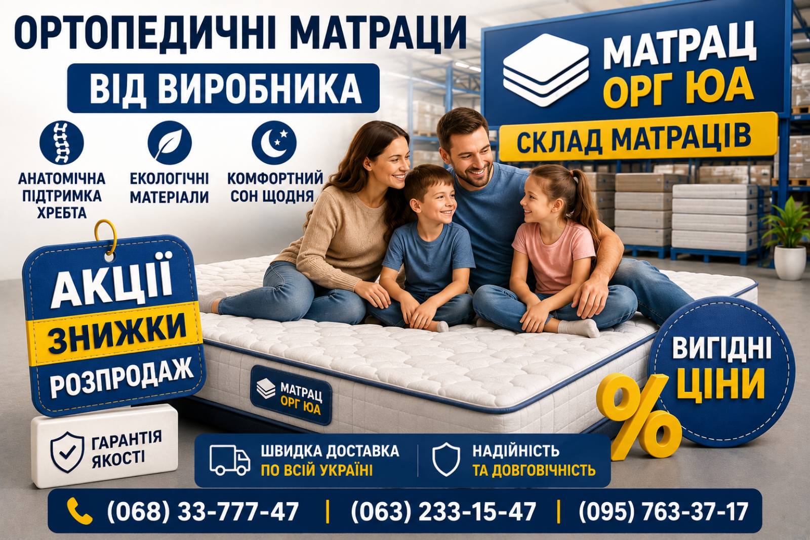 Бажаєте вигідно купити ортопедичні матраци від виробника? Наша Акція дозволяє отримати преміальну якість за низькою вартістю. Ми пропонуємо найкращі ціни на ринку, а позитивні відгуки покупців підтверджують надійність кожної моделі. Доставка працює по всій території України: Київ, Львів, Харків, Дніпро, Одеса та інші регіони. Обирайте комфортну підтримку для спини та замовляйте сучасні рішення для сну вже сьогодні. Насолоджуйтеся здоров'ям та повноцінним відпочинком щодня!