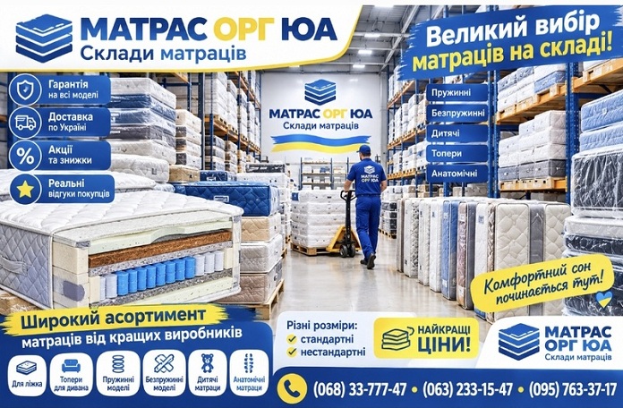 Придбання у Виробника якісного матраца на ліжко з гарантією &mdash; це розумне та вигідне капіталовкладення у власне здоров'я та бадьорість. Експерти інтернет-магазину &laquo;Matras.org.UA&raquo; допоможуть підібрати ідеальну модель, яка гарантує правильну підтримку тіла під час нічного відпочинку. Ви отримуєте першокласні ортопедичні товари за вигідною ціною та без обов'язкової передплати. Обирайте надійні матеріали, насолоджуйтеся затишком і замовляйте комфортні товари для сну з швидкою доставкою по Україні.
